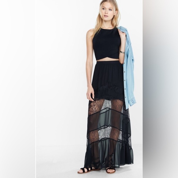 Express Dresses & Skirts - Sheer Black Lace Maxi Skirt